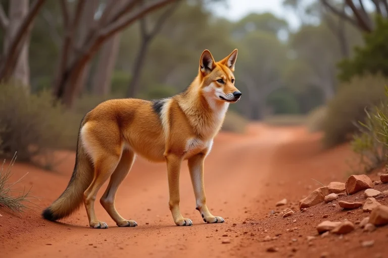 Dingo sauvage dans l'outback australien en pleine nature